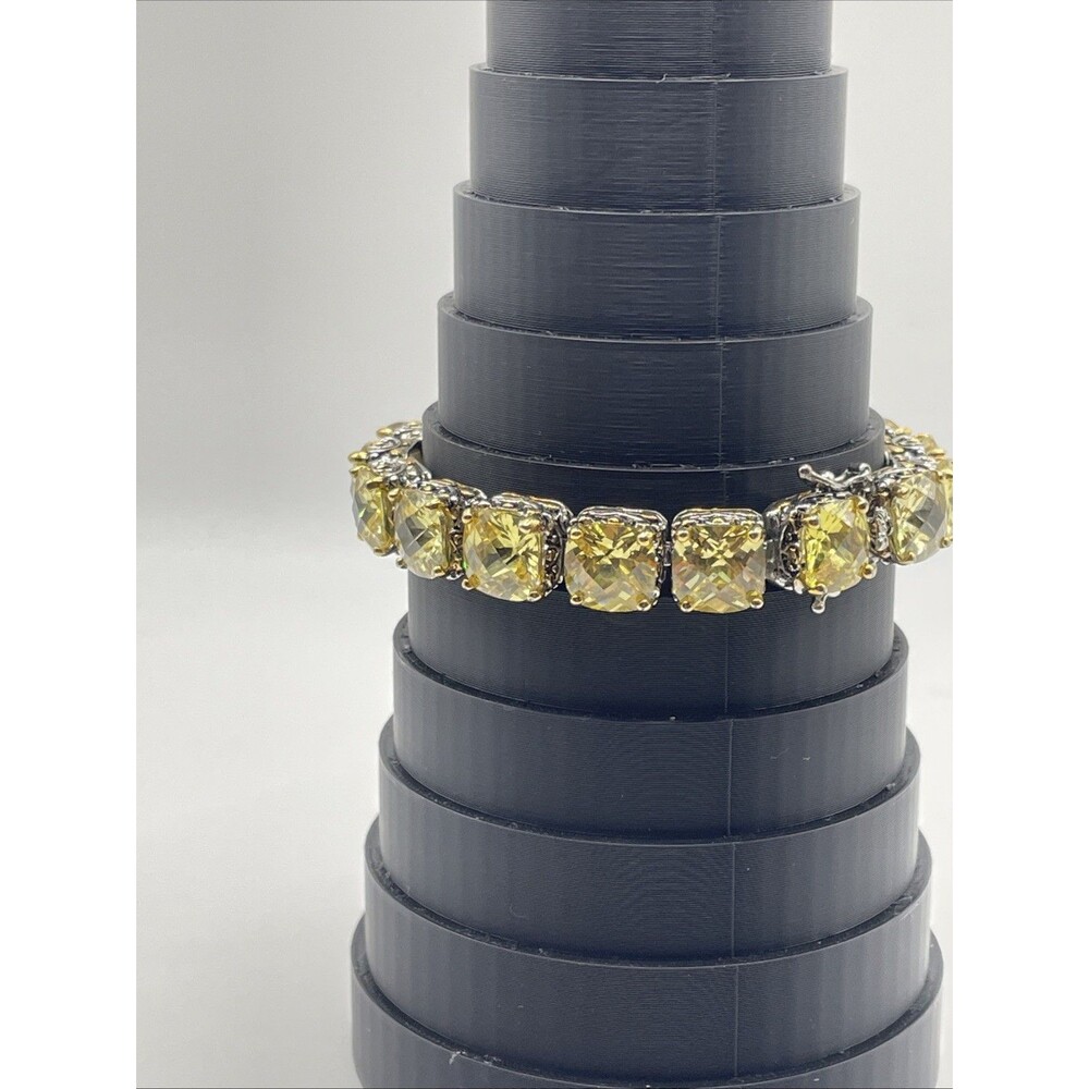 Park Lane Signature Bracelet 7.5” Gold Silver Two Tone CZ Golden Topaz NOTE WEAR - Picture 3 of 16
